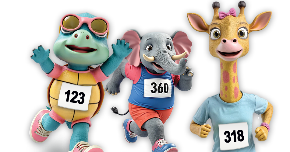 Personnages animés qui court pour illustrer la course enfant 2025